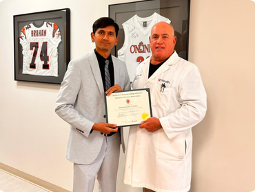 Orthopaedic arthroscopy fellowship achievement for Dr. Dhaval Patel in the USA